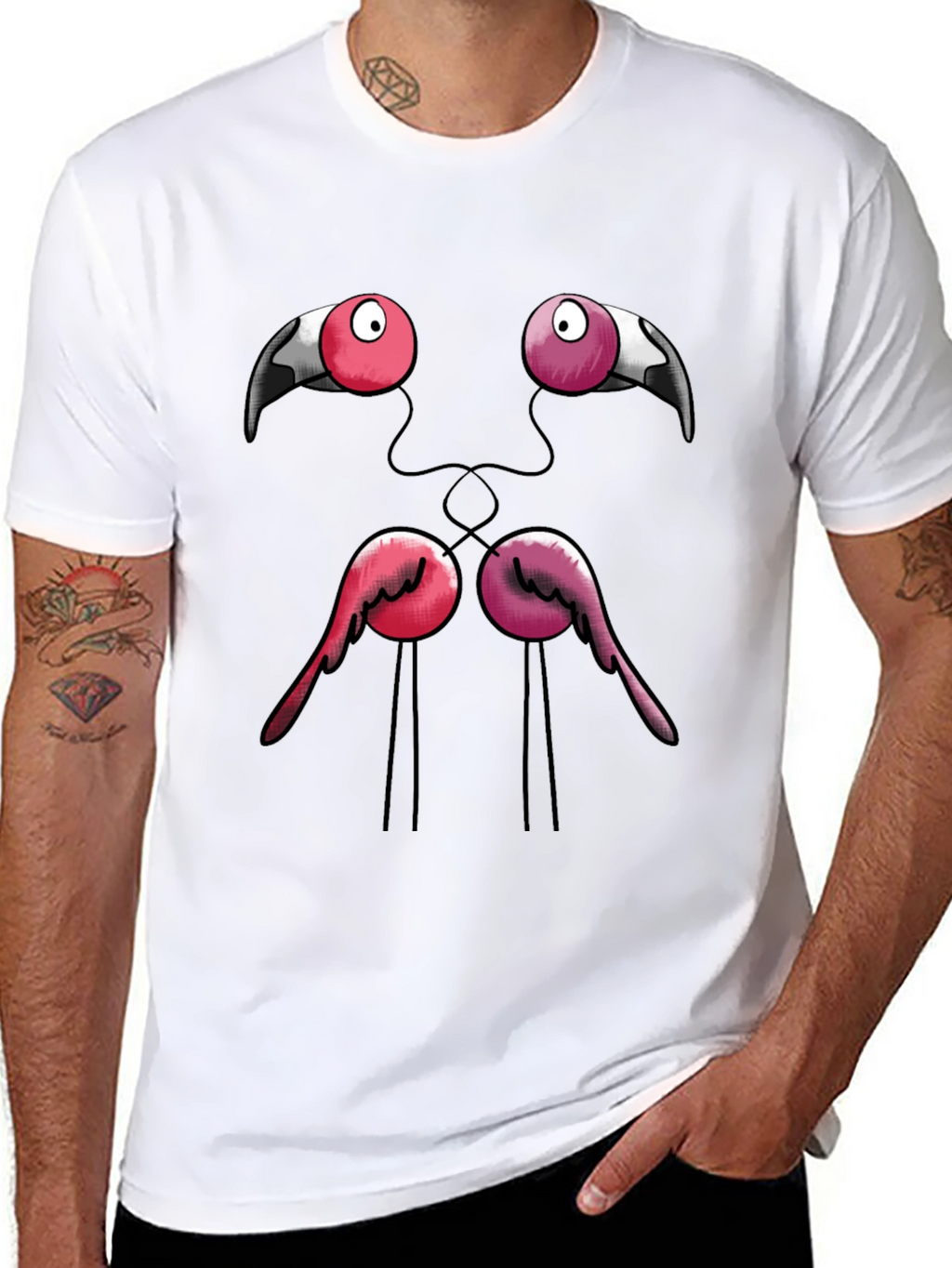 Flamingo Face T-Shirt - Quirky Graphic Tee