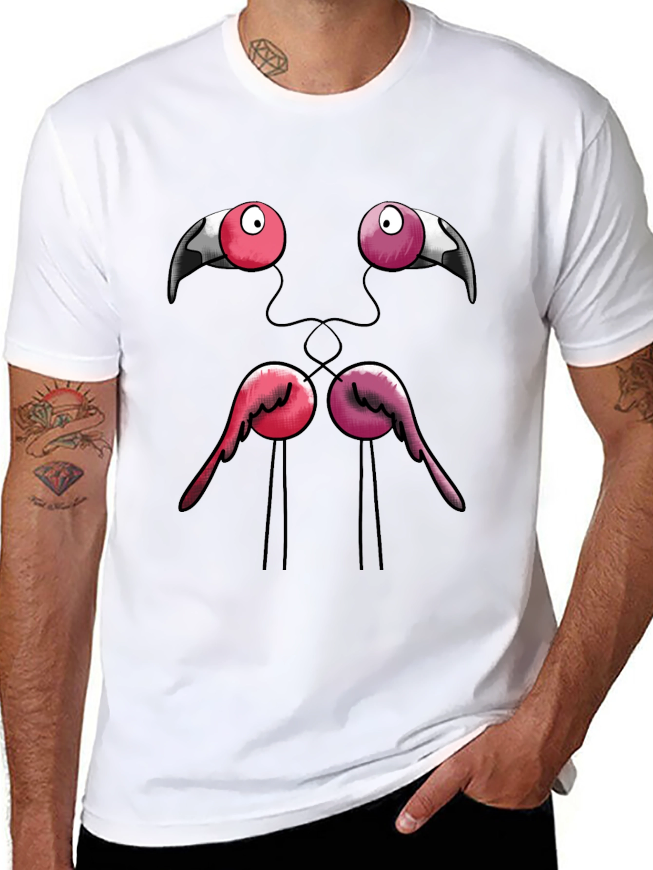 Flamingo Face T-Shirt - Quirky Graphic Tee
