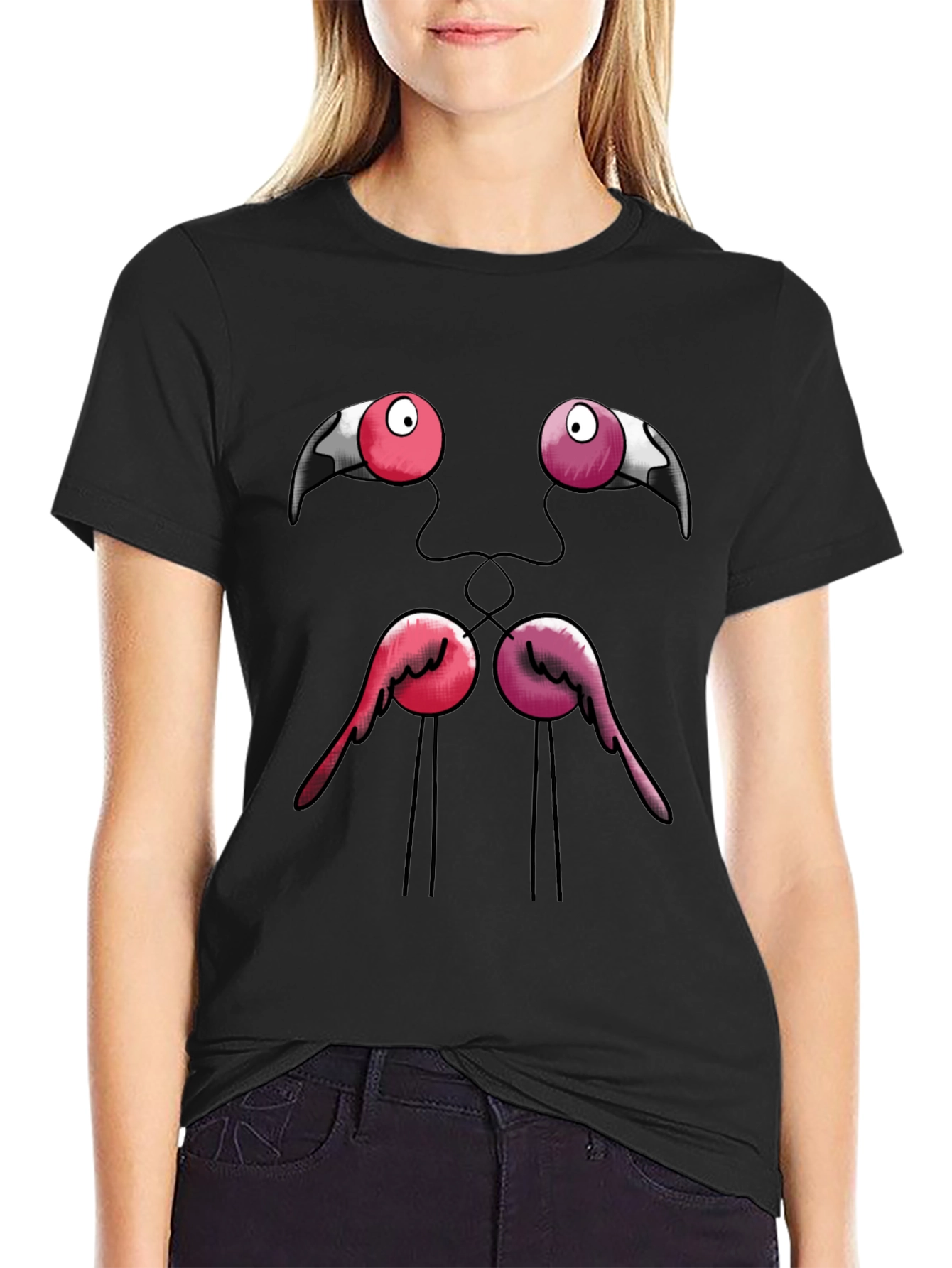 Flamingo Face T-Shirt - Quirky Graphic Tee