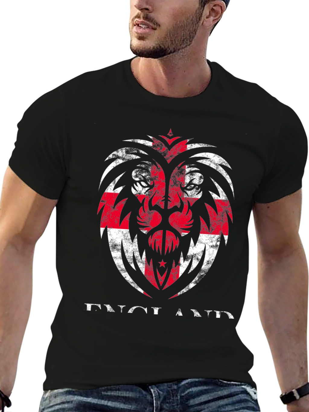 England Flag Lion Graphic T-Shirt