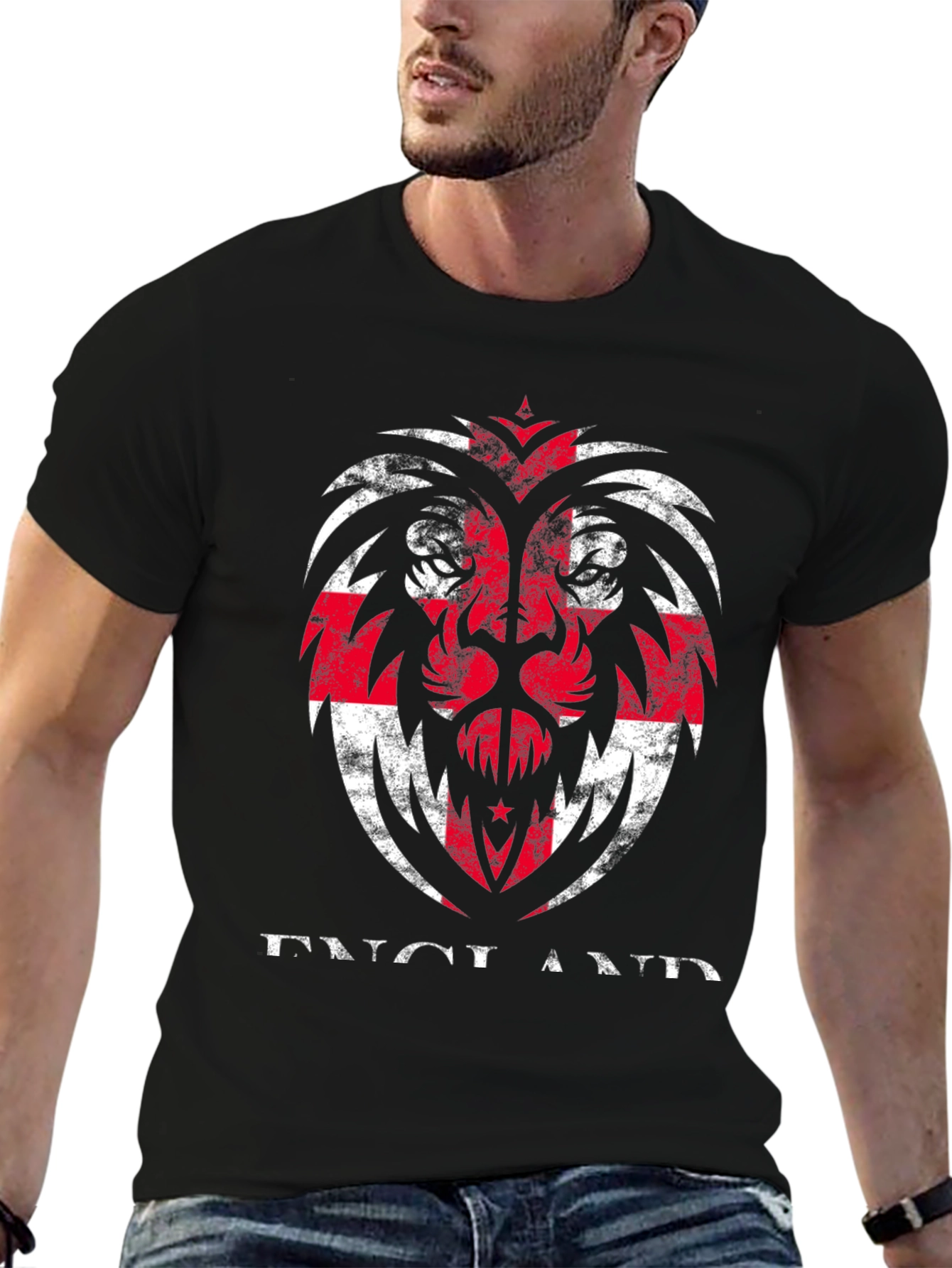 England Flag Lion Graphic T-Shirt