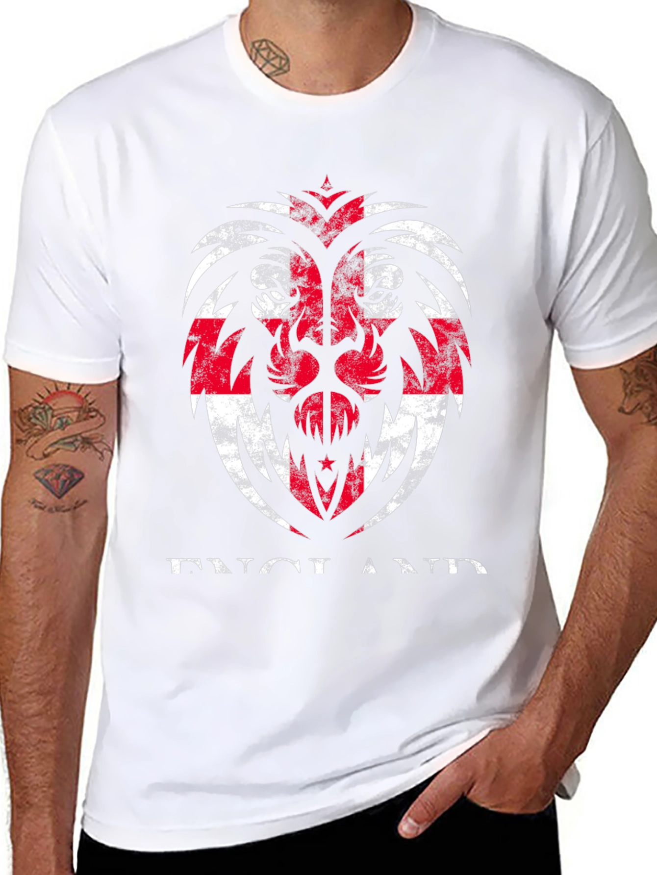 England Flag Lion Graphic T-Shirt