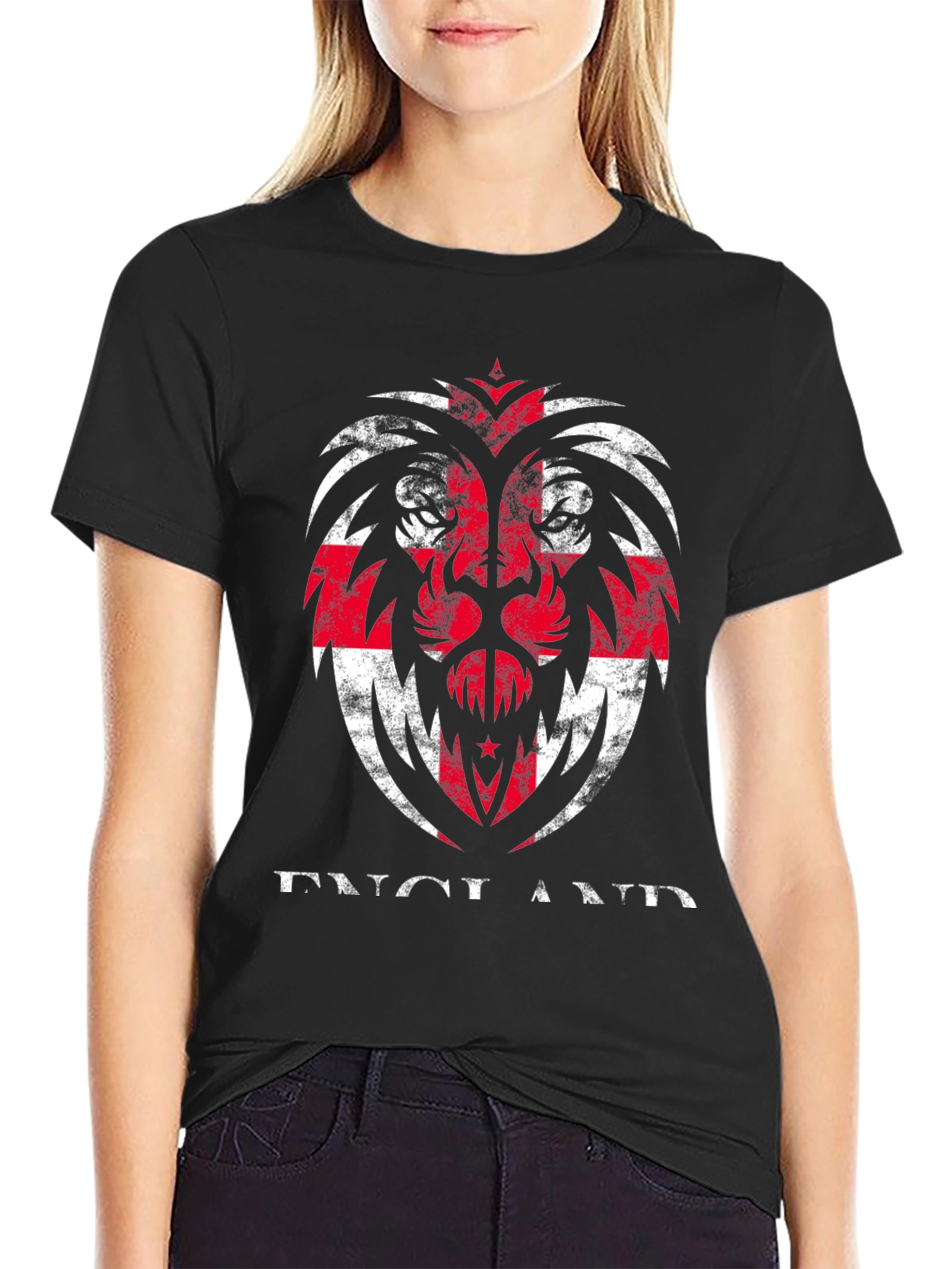 England Flag Lion Graphic T-Shirt
