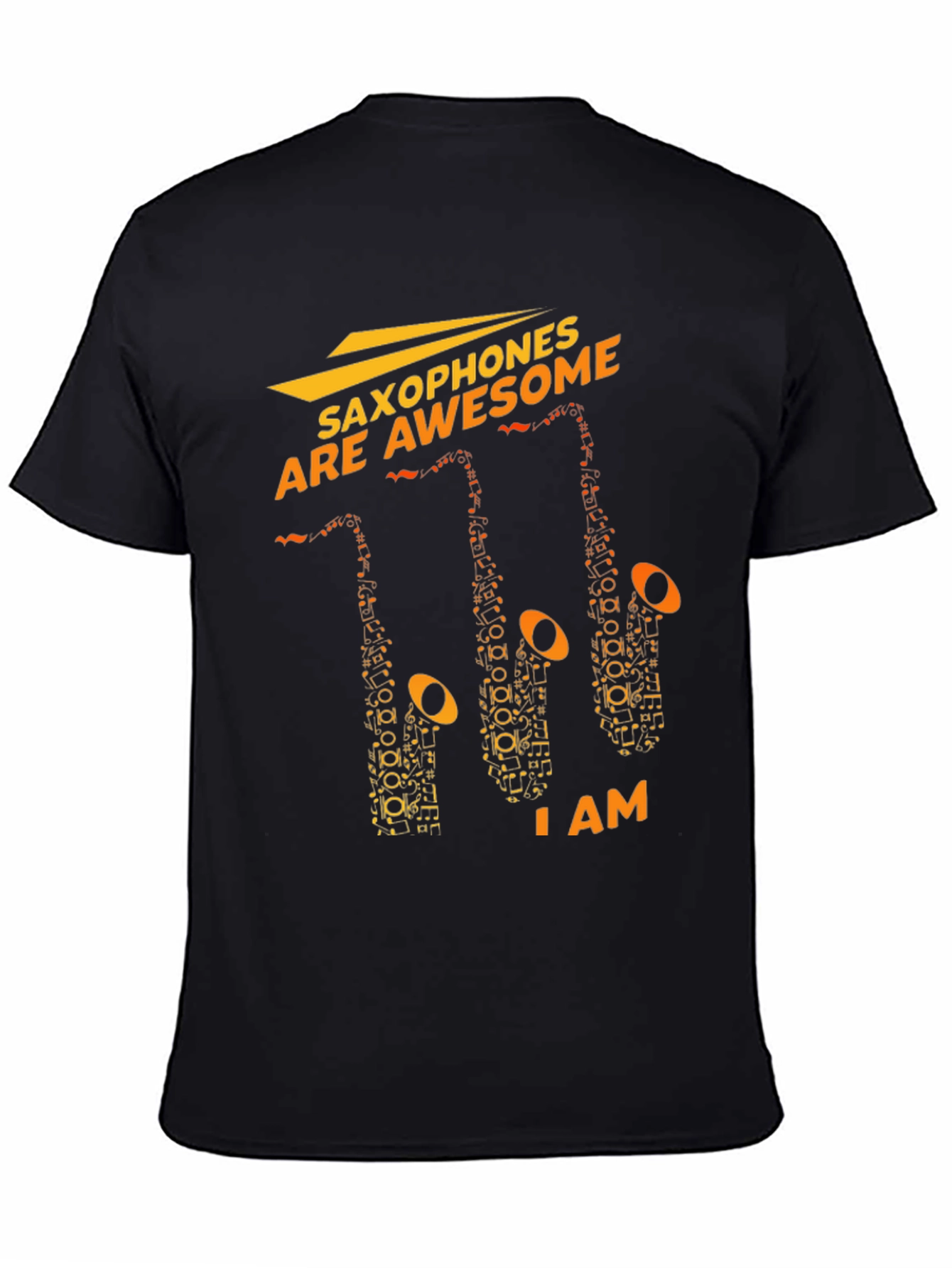 Saxophones Are Awesome Black Graphic T-Shirt