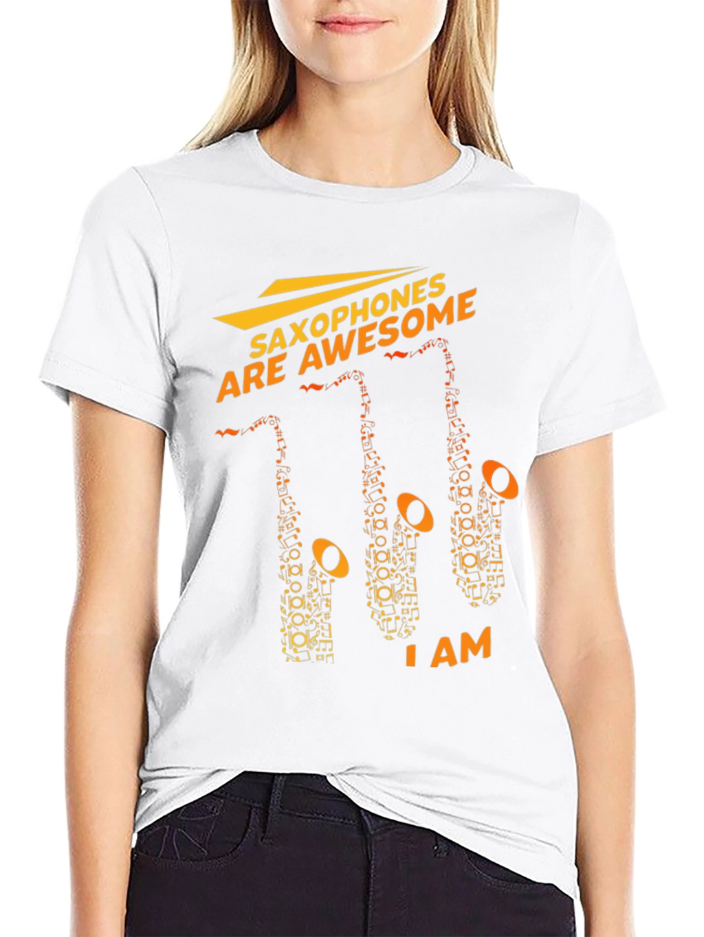 Saxophones Are Awesome Black Graphic T-Shirt