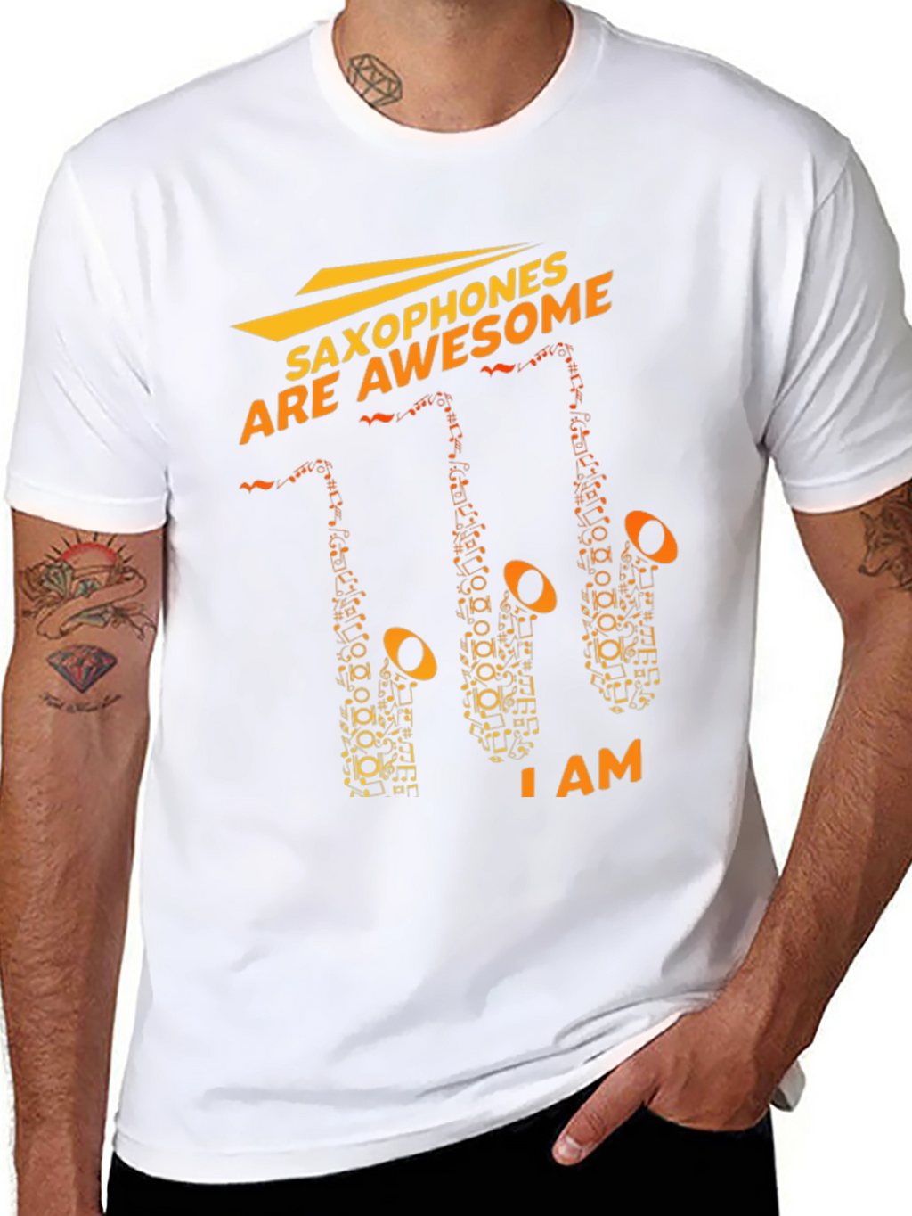 Saxophones Are Awesome Black Graphic T-Shirt