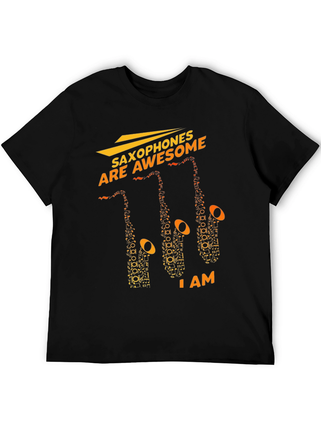 Saxophones Are Awesome Black Graphic T-Shirt