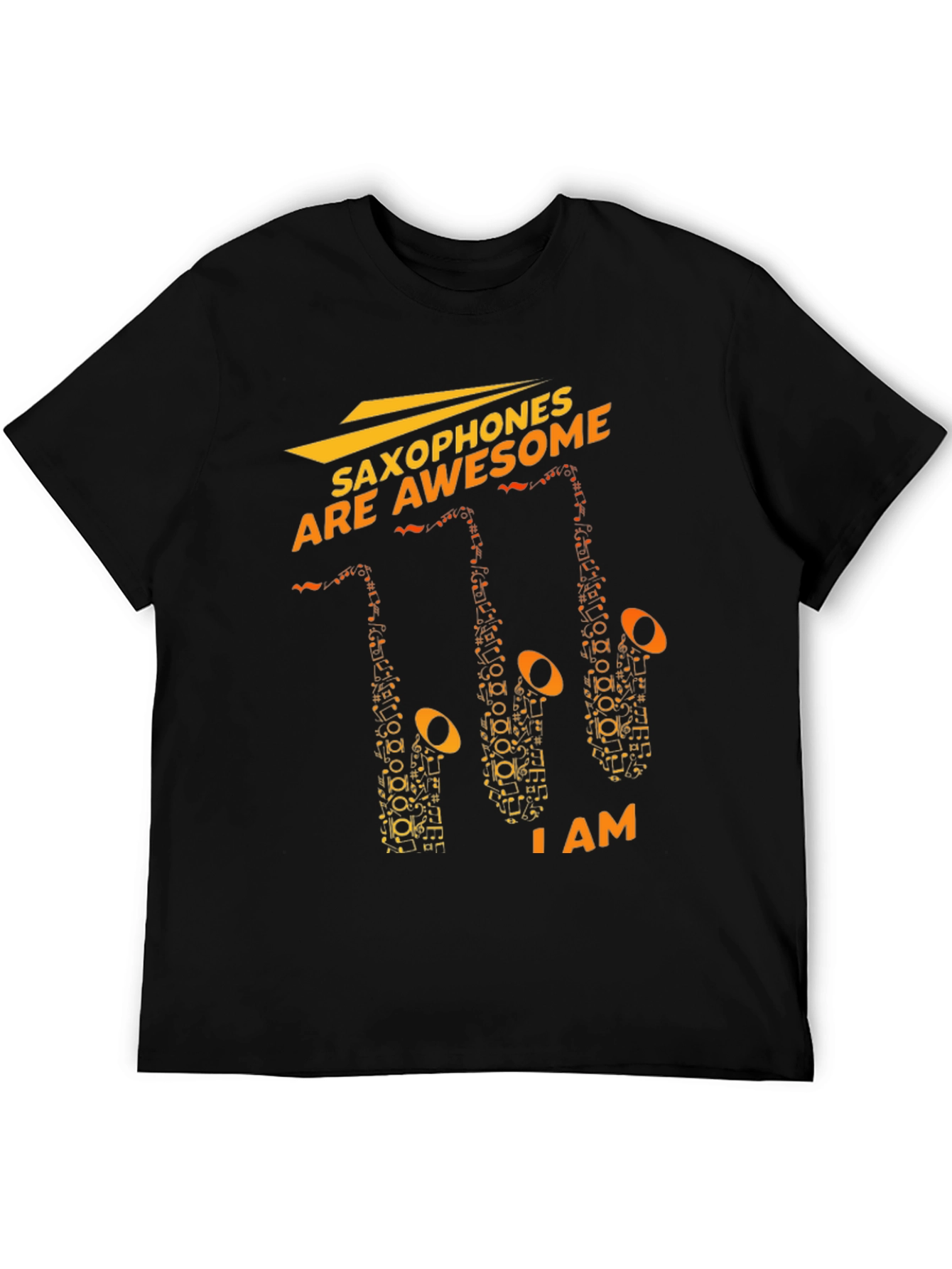 Saxophones Are Awesome Black Graphic T-Shirt