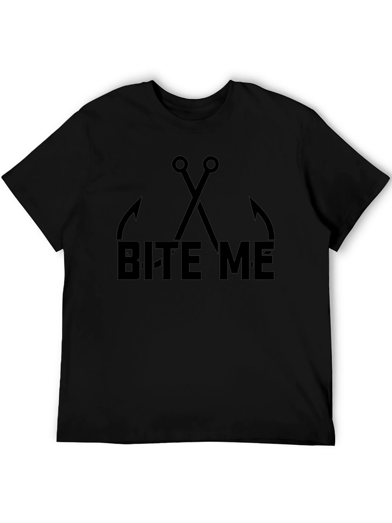 Bite Me Fishing Hooks Graphic Tee - Black