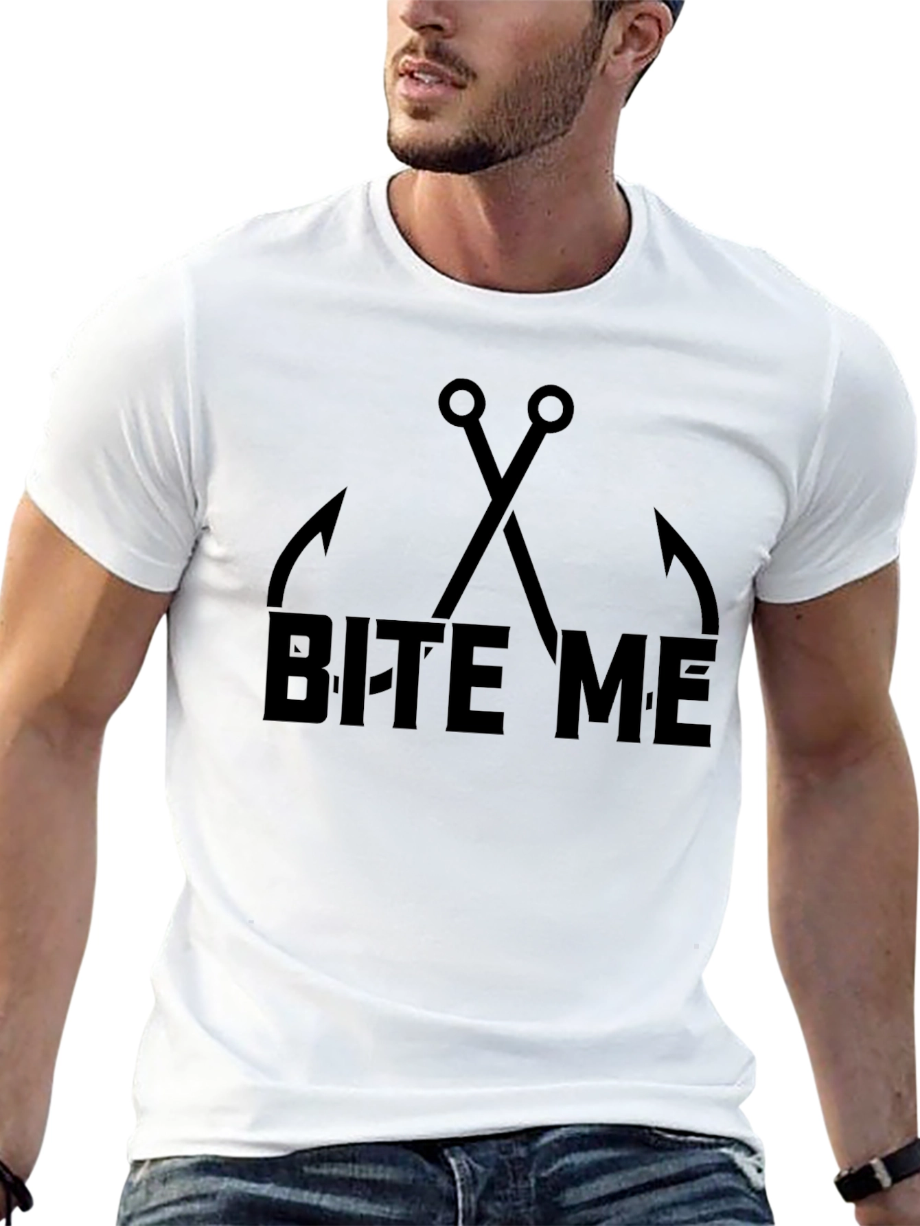 Bite Me Fishing Hooks Graphic Tee - Black