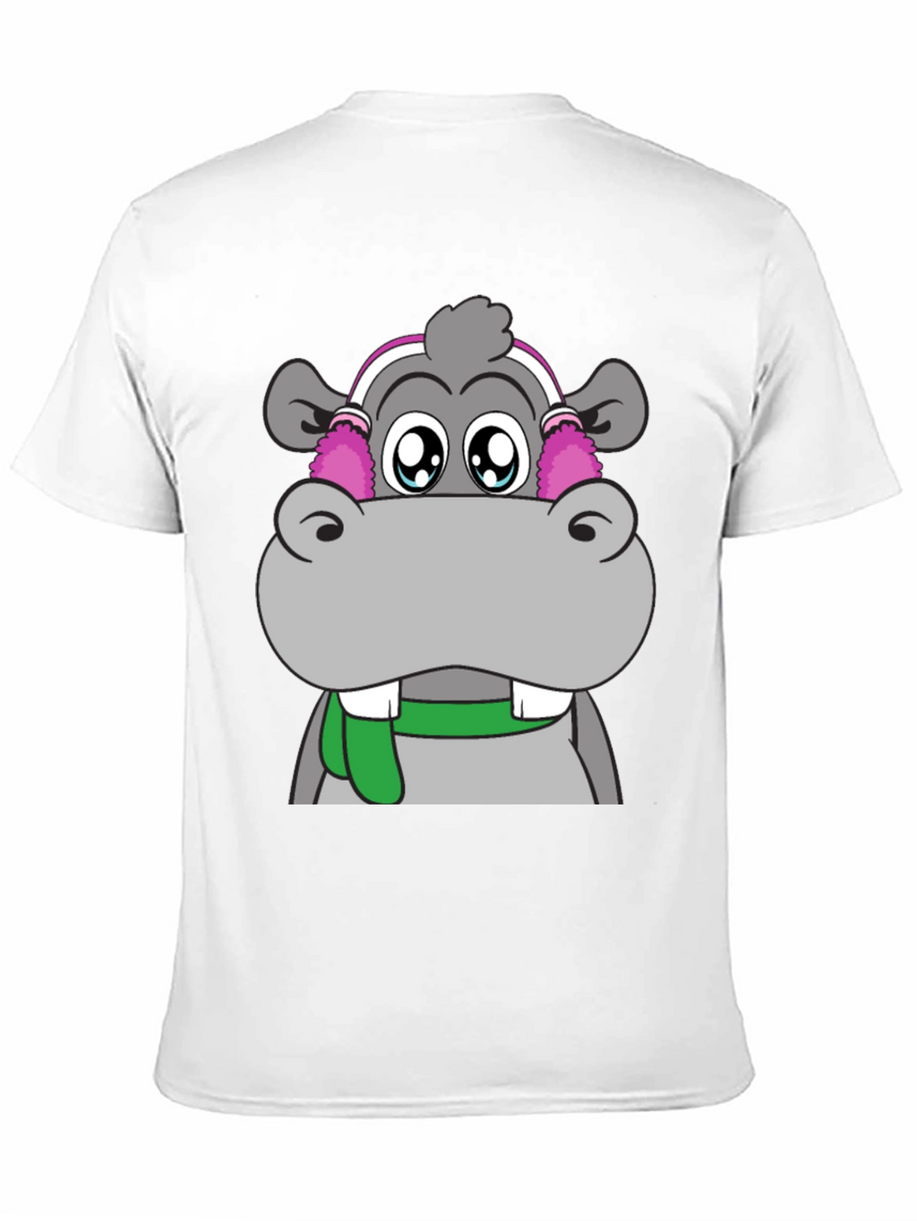Hippo with Earmuffs Graphic Tee - Unique Design