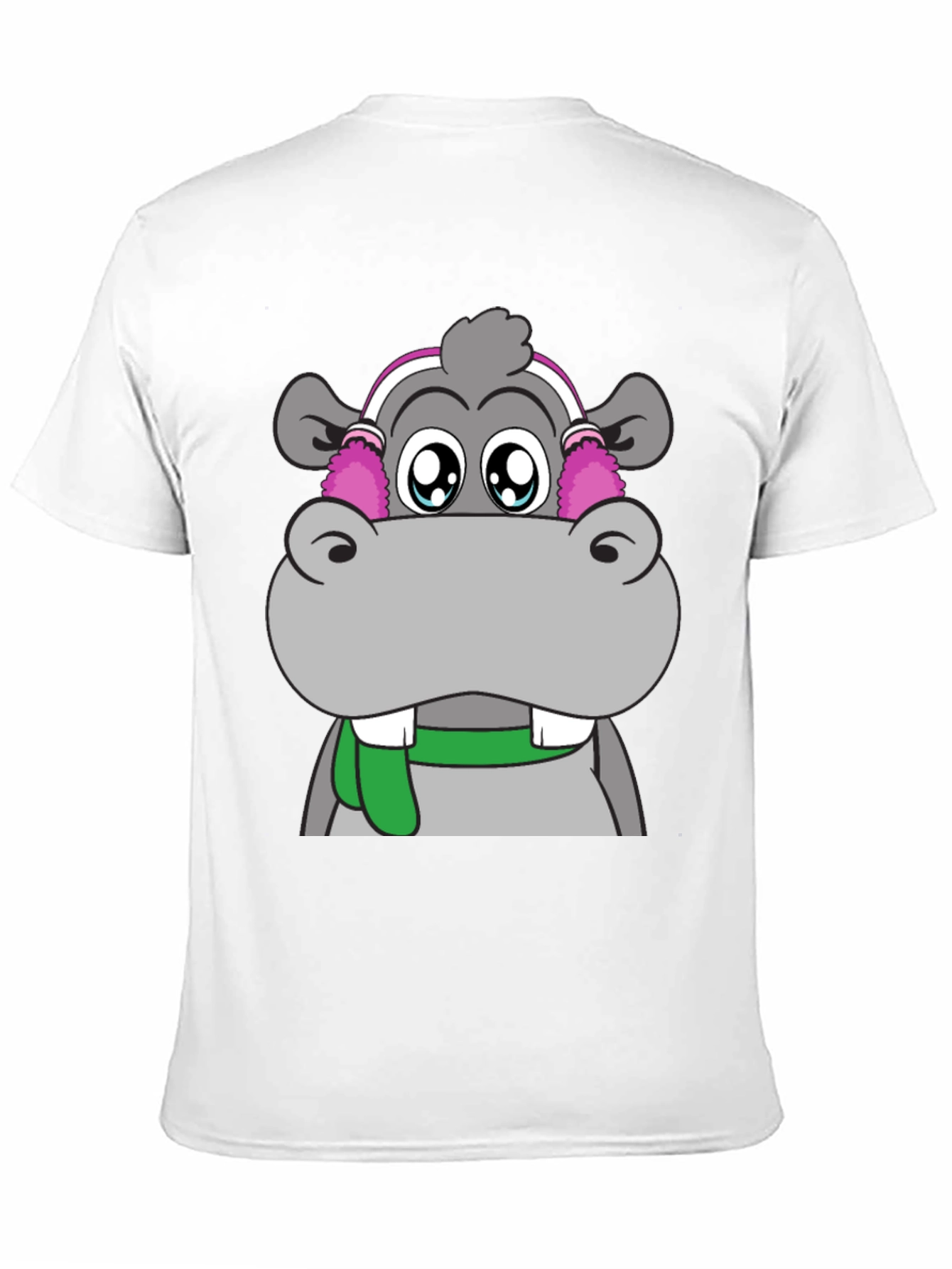 Hippo with Earmuffs Graphic Tee - Unique Design