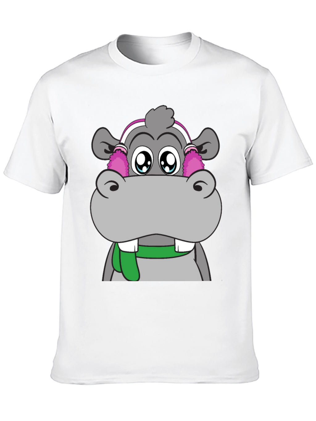 Hippo with Earmuffs Graphic Tee - Unique Design