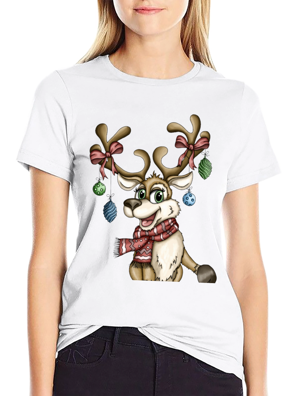 Festive Reindeer Christmas Graphic T-Shirt