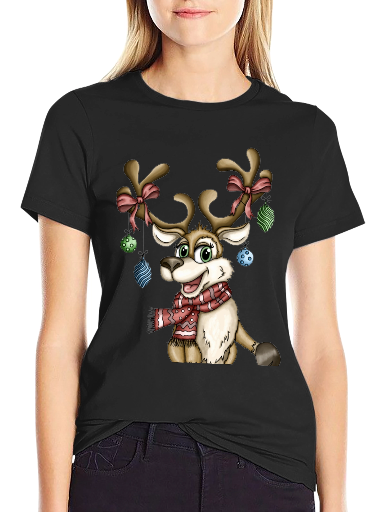 Festive Reindeer Christmas Graphic T-Shirt