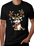 Festive Reindeer Christmas Graphic T-Shirt