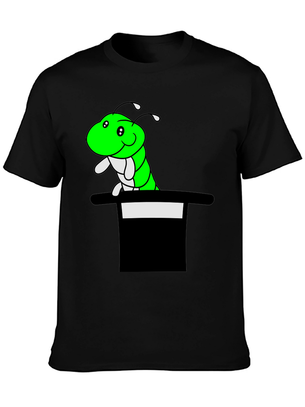 Caterpillar in Hat T-Shirt - Funny Cartoon Tee