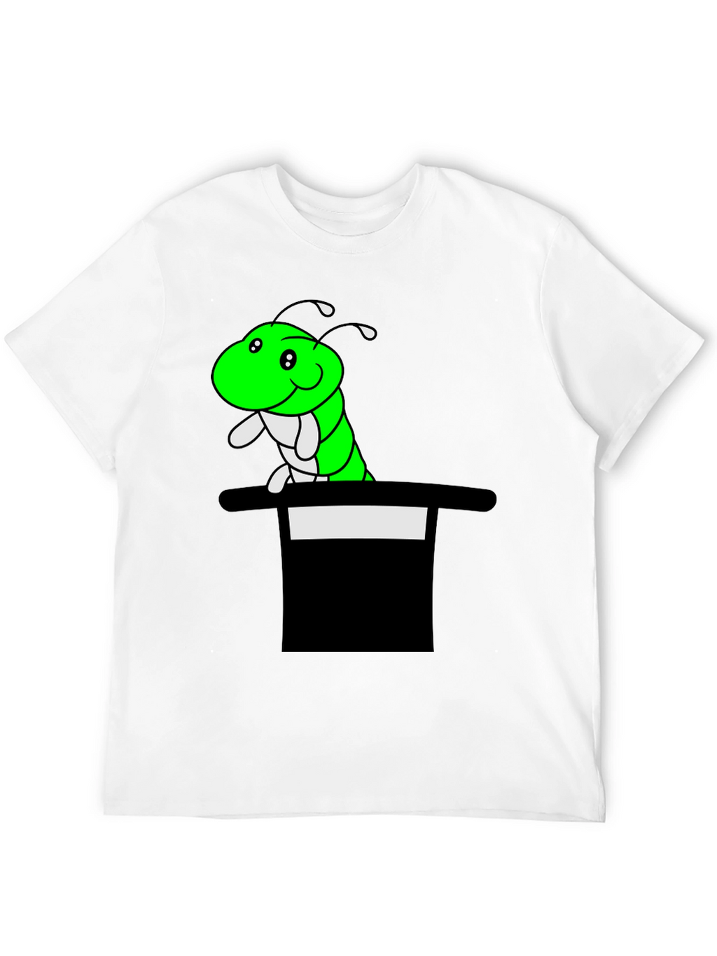 Caterpillar in Hat T-Shirt - Funny Cartoon Tee