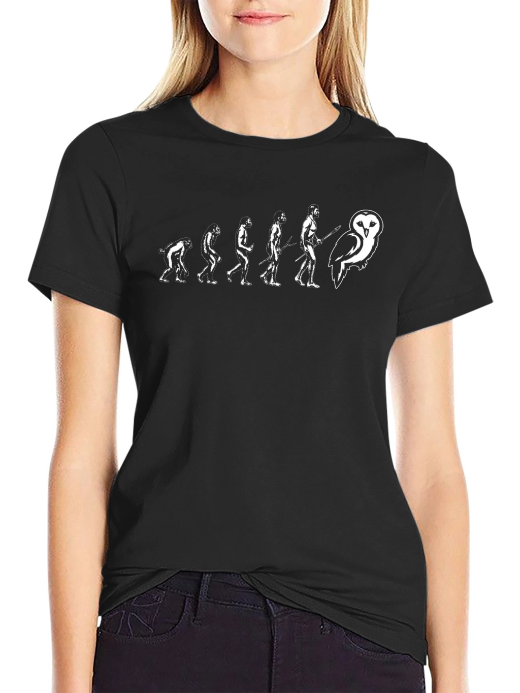 Evolution to Owl Black T-Shirt
