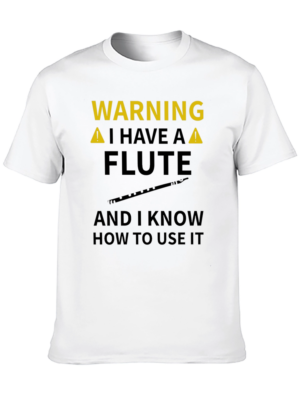 Warning Flute Player Black Graphic Tee