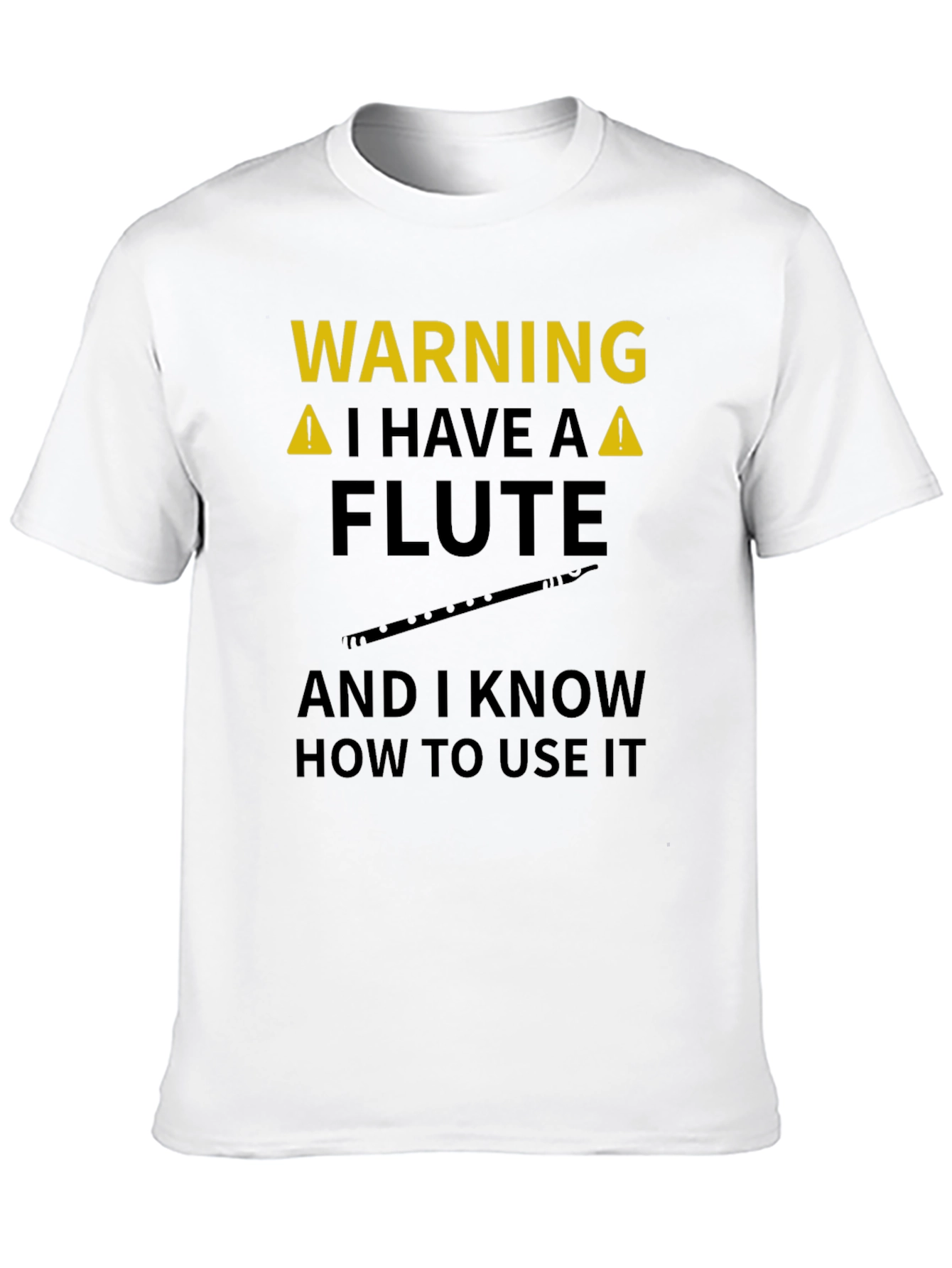 Warning Flute Player Black Graphic Tee