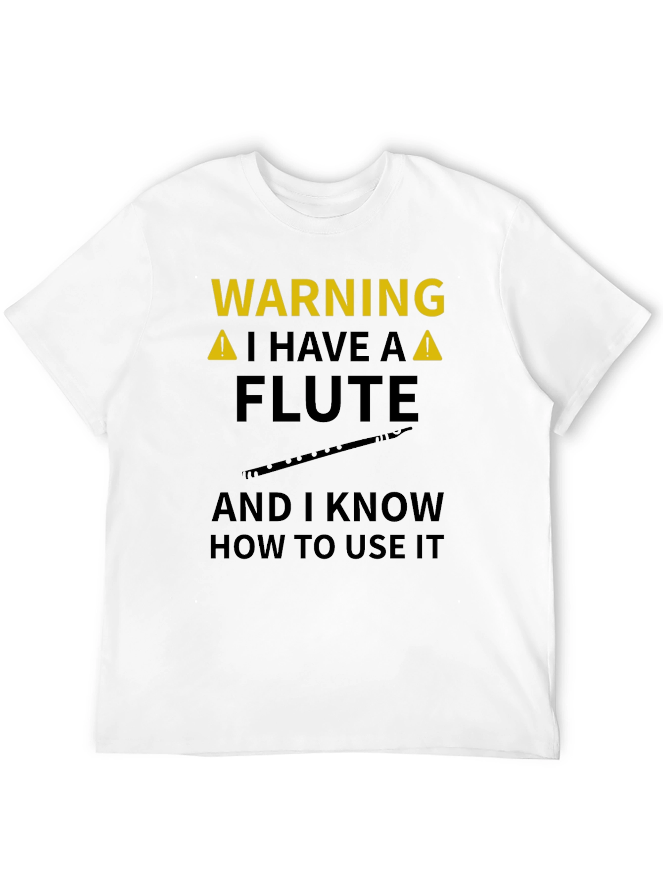 Warning Flute Player Black Graphic Tee