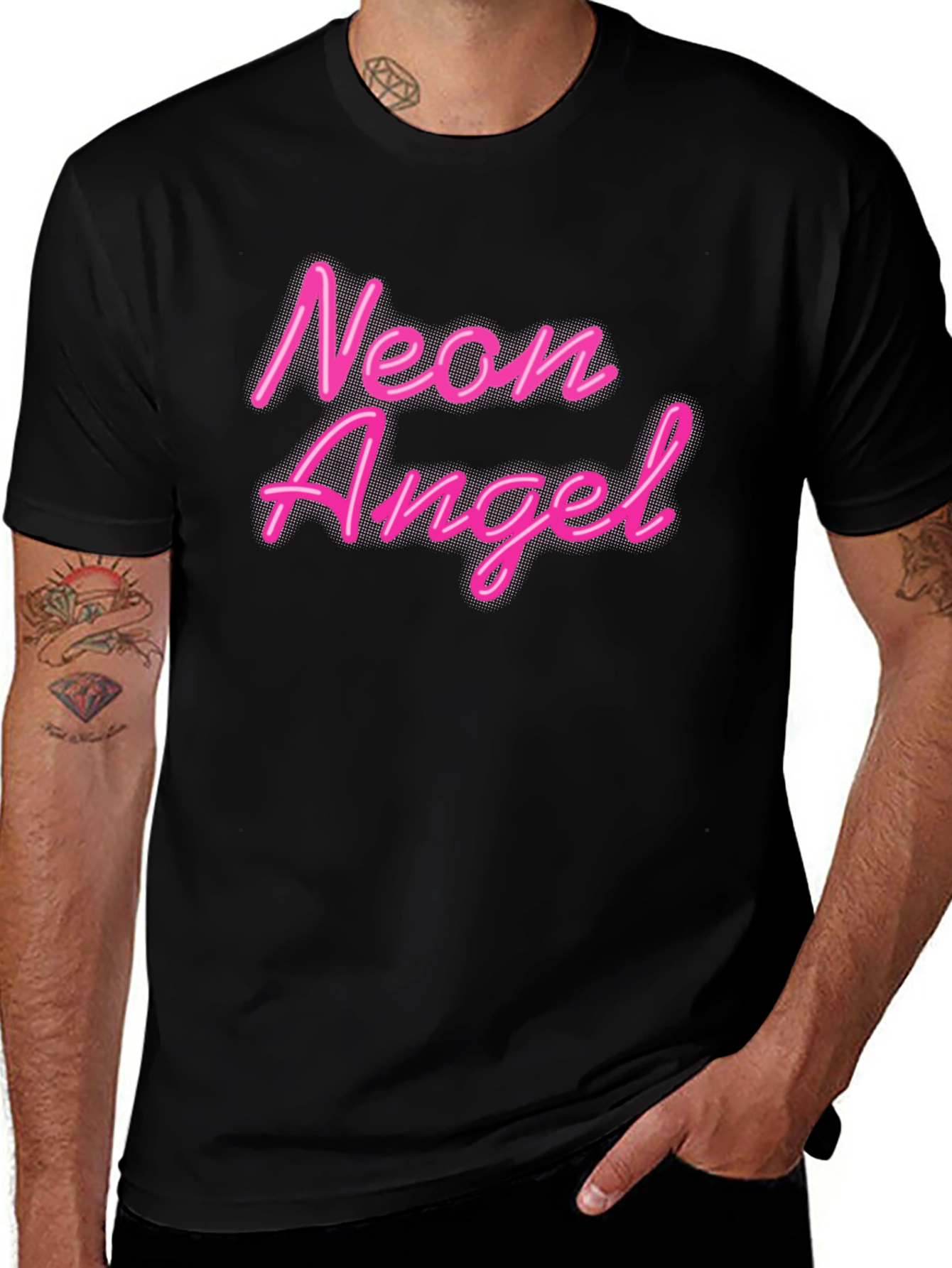 Neon Angel Black T-Shirt