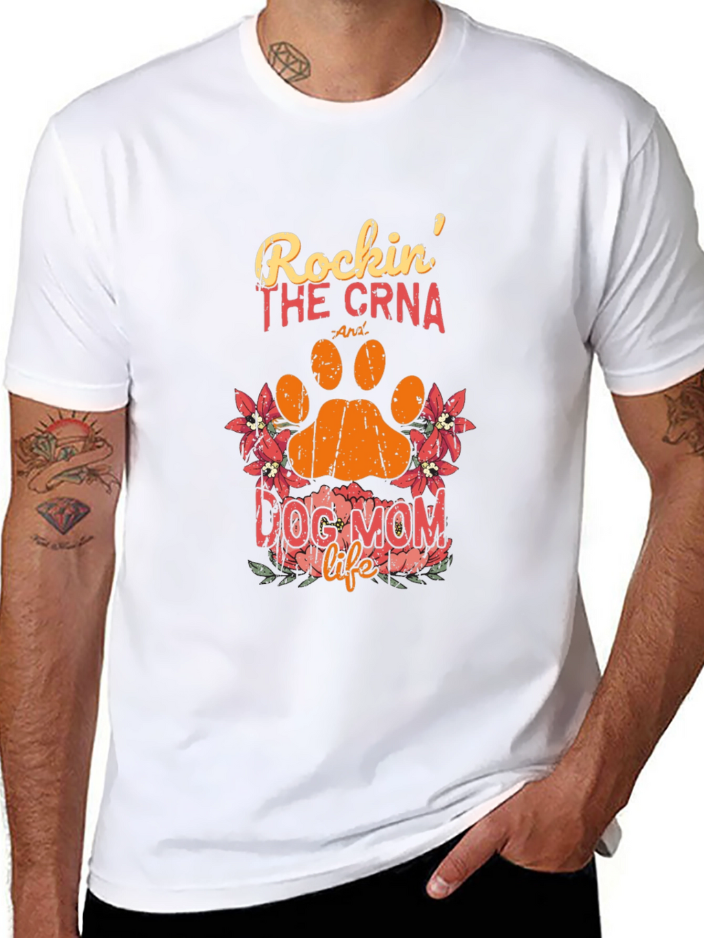 Rockin The CRNA Dog Mom Life Black T-Shirt