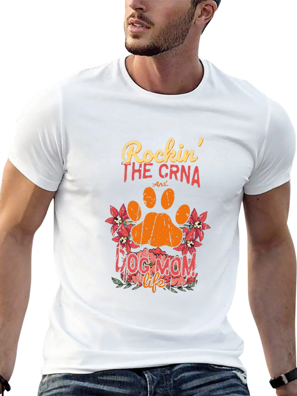 Rockin The CRNA Dog Mom Life Black T-Shirt