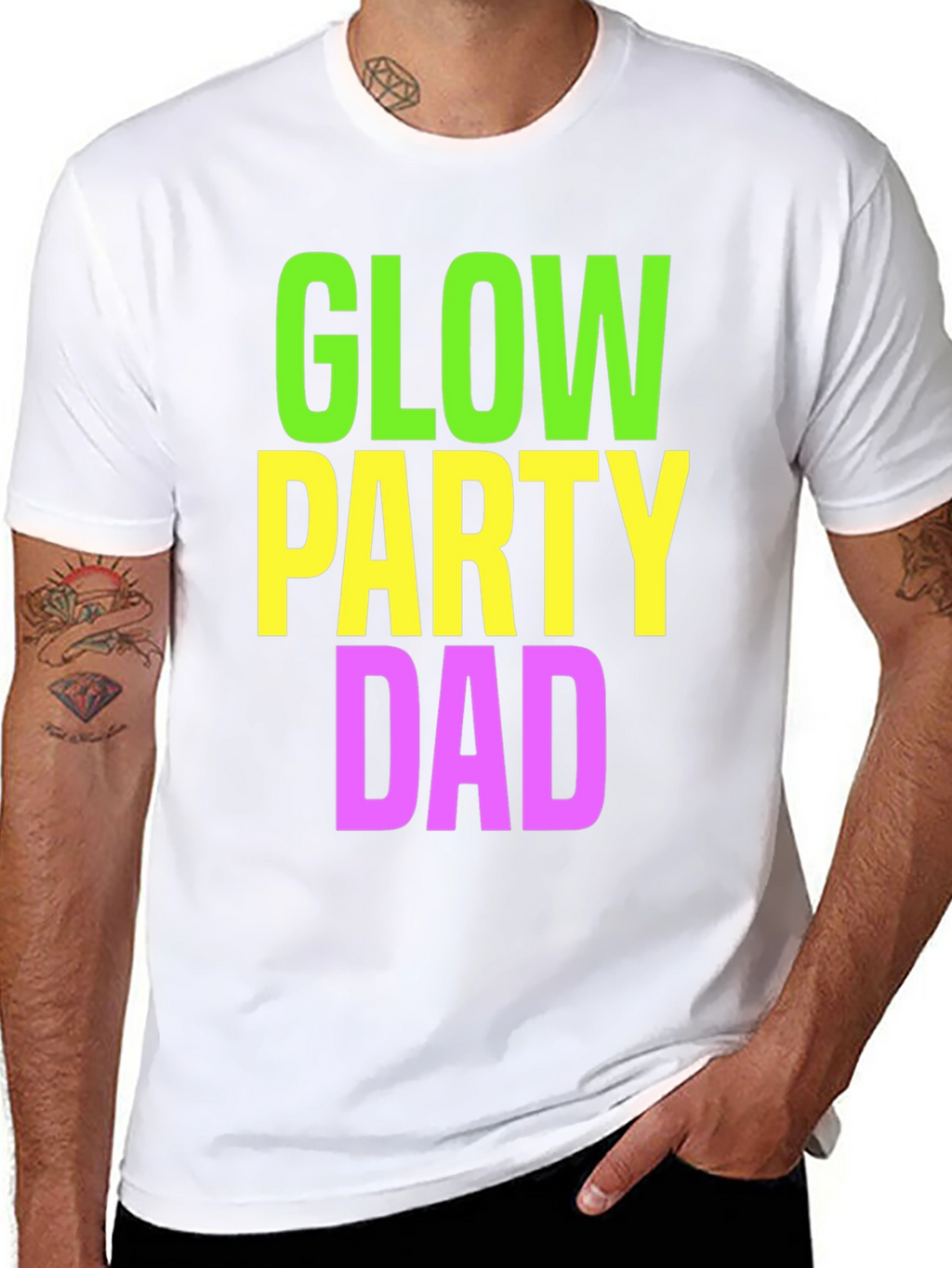 Glow Party Dad T-Shirt - Neon Print