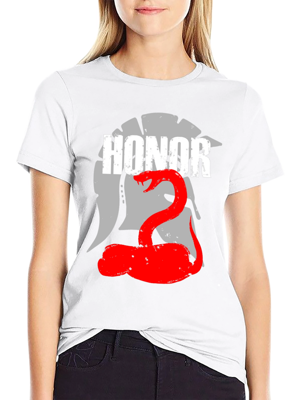 Honor Spartan Helmet and Snake Graphic T-Shirt