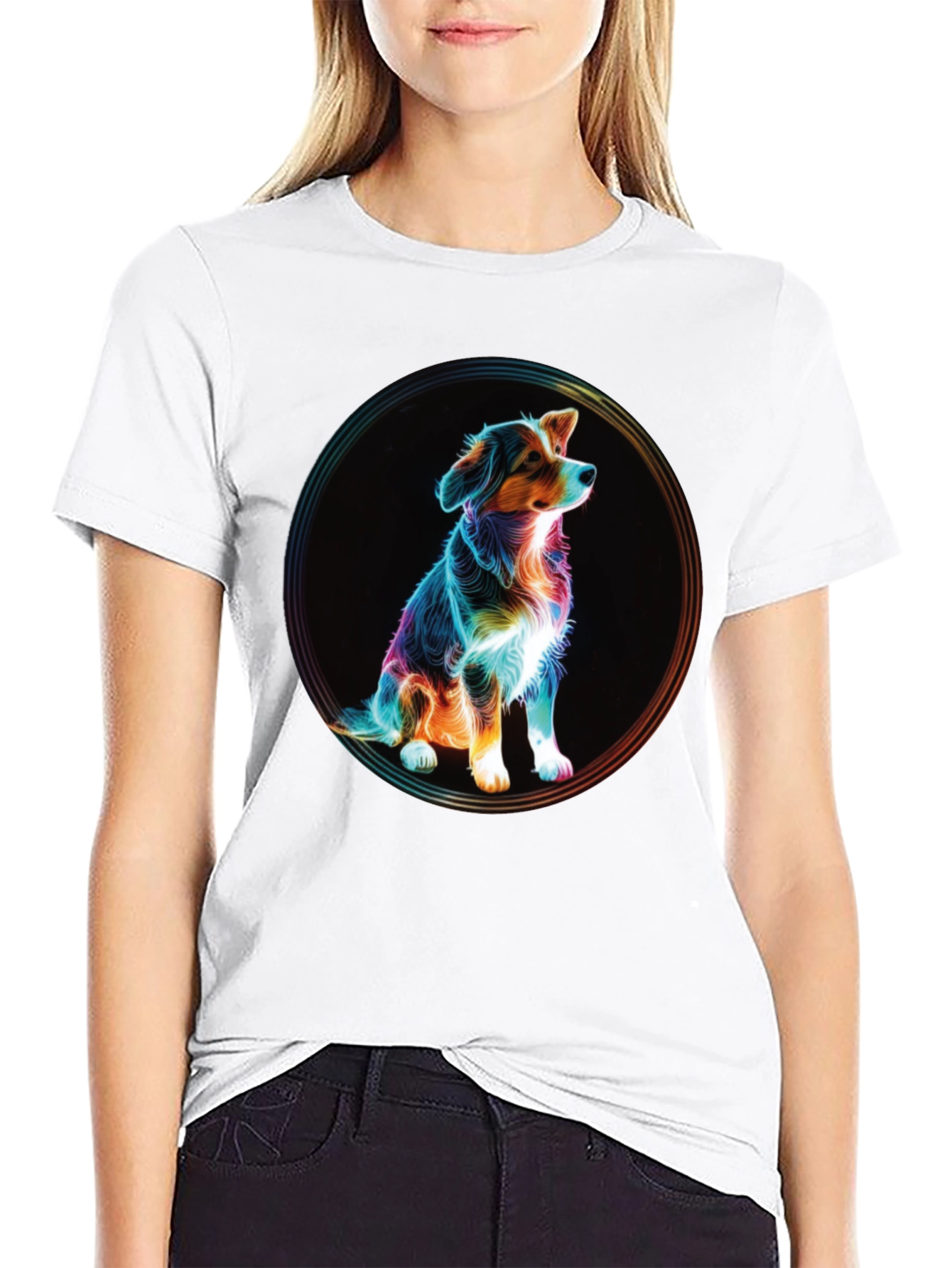 Neon Dog Portrait Graphic Tee