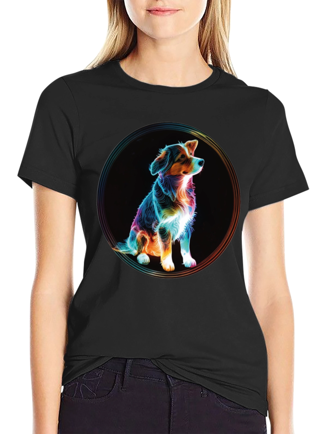 Neon Dog Portrait Graphic Tee