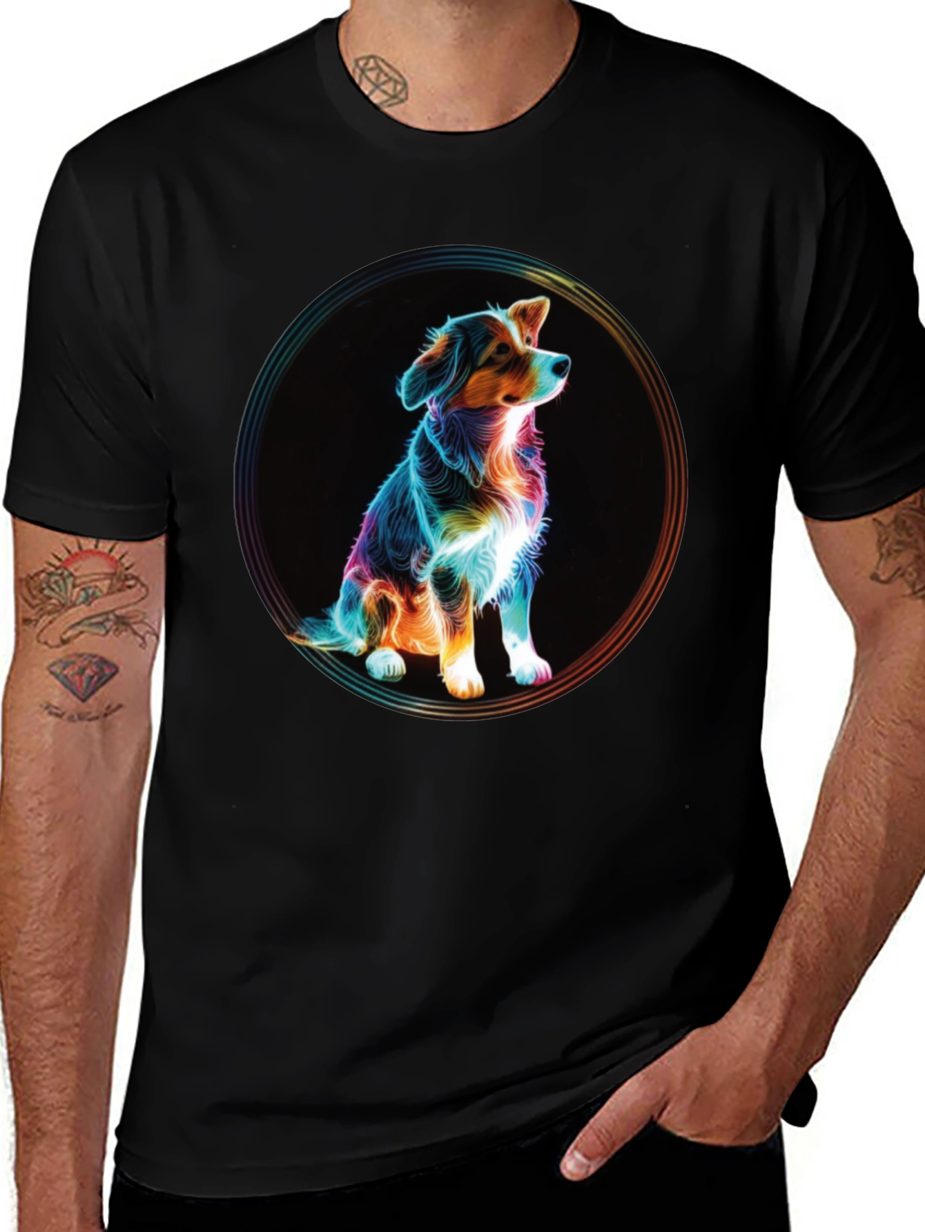 Neon Dog Portrait Graphic Tee