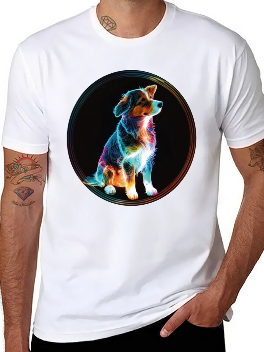 Neon Dog Portrait Graphic Tee