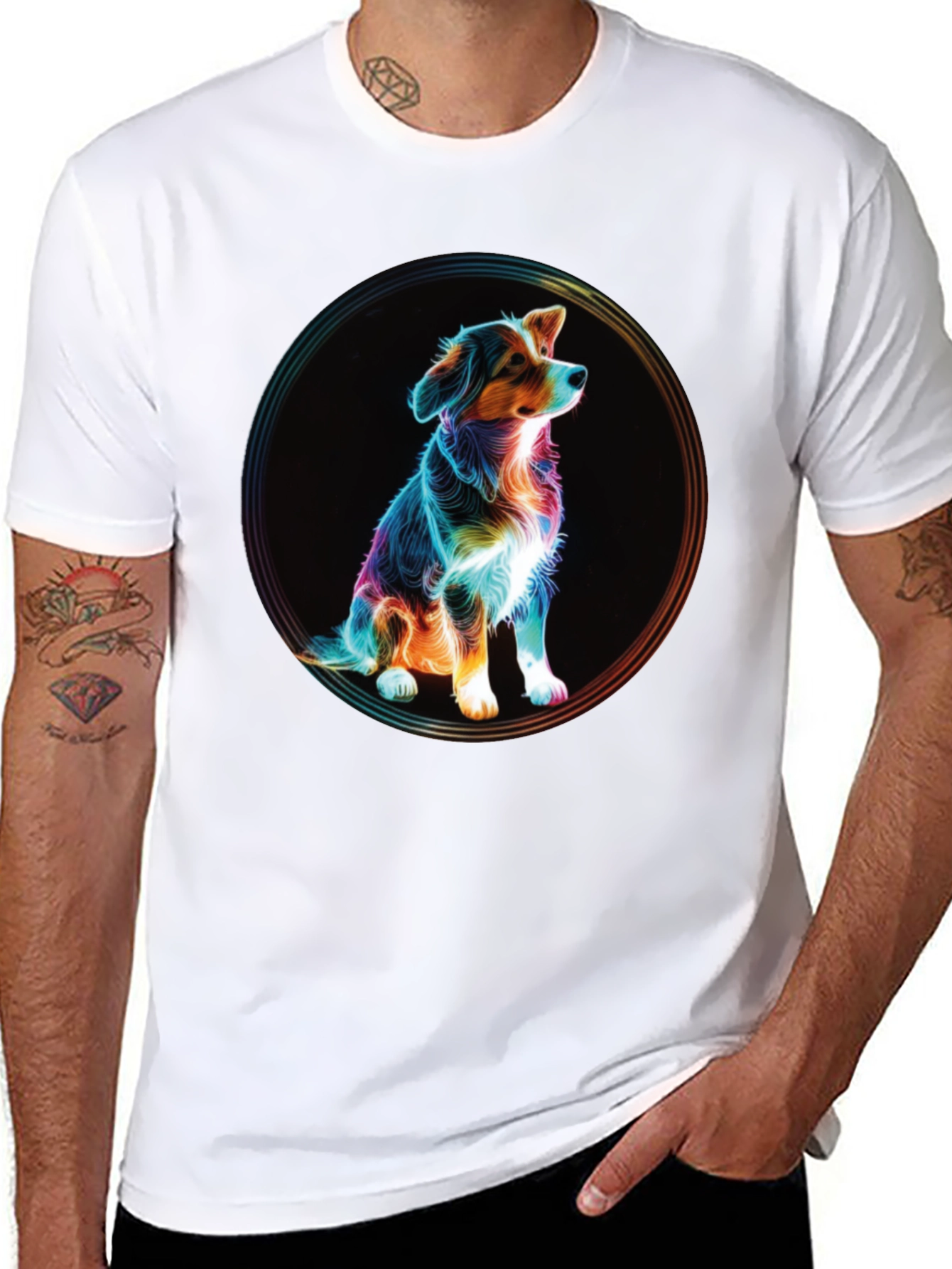 Neon Dog Portrait Graphic Tee