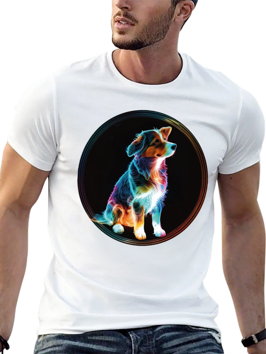 Neon Dog Portrait Graphic Tee