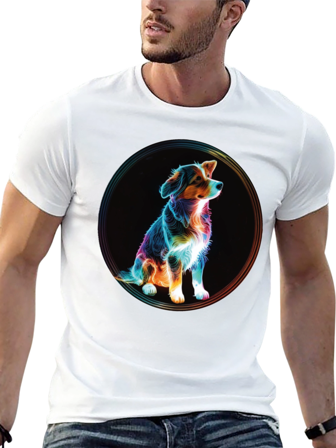 Neon Dog Portrait Graphic Tee