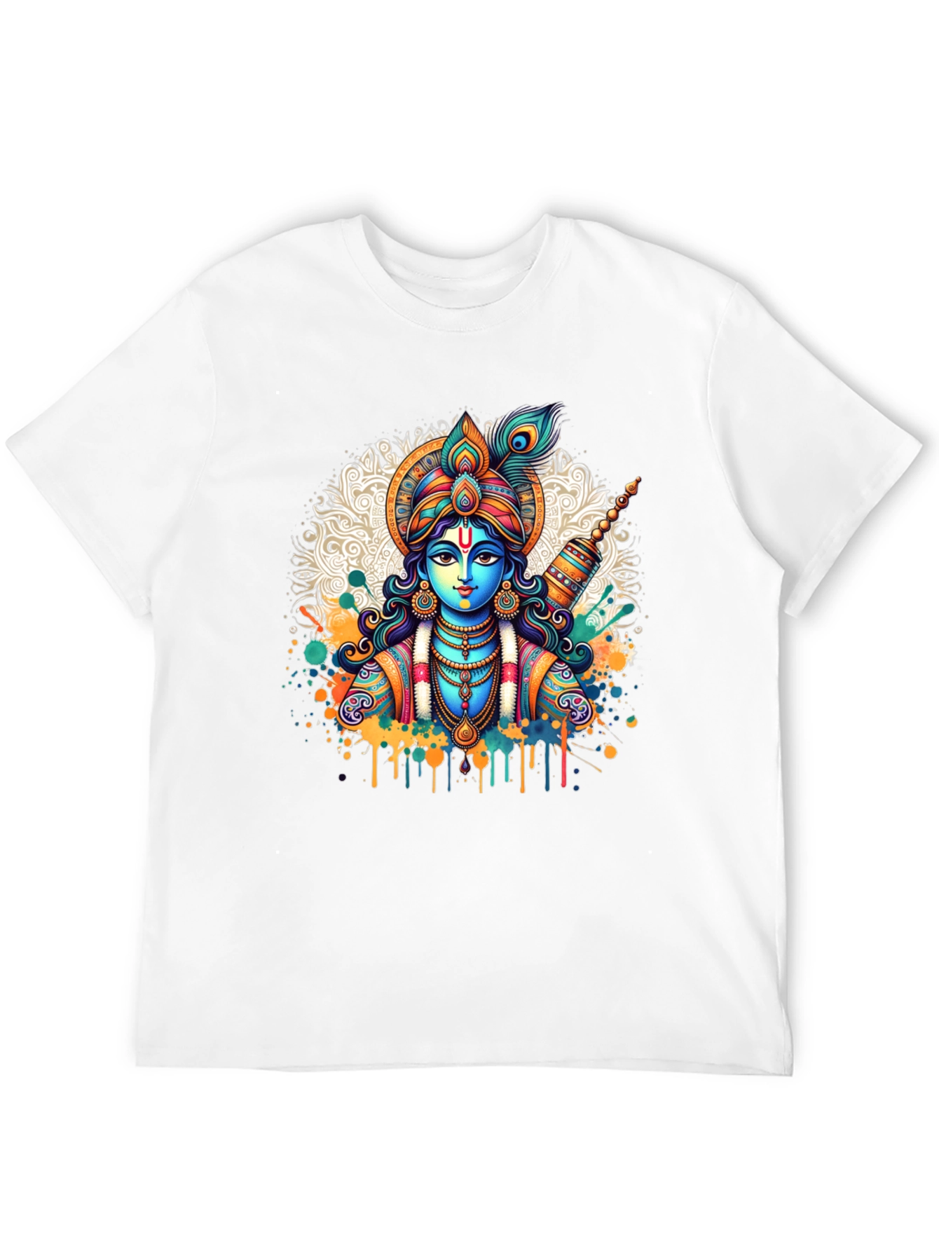 Krishna Graphic Tee - Mens Black Cotton T-Shirt