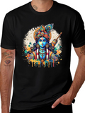 Krishna Graphic Tee - Mens Black Cotton T-Shirt