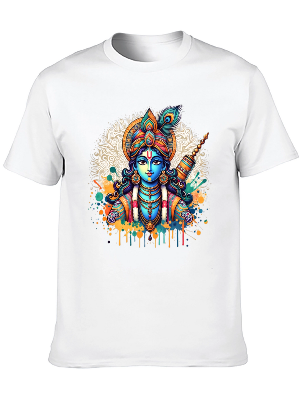 Krishna Graphic Tee - Mens Black Cotton T-Shirt