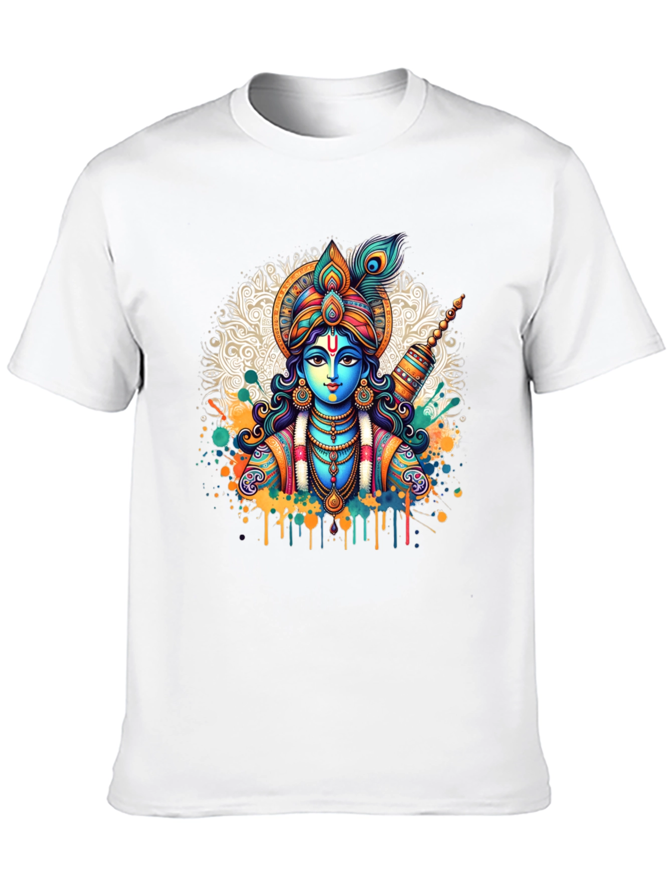 Krishna Graphic Tee - Mens Black Cotton T-Shirt