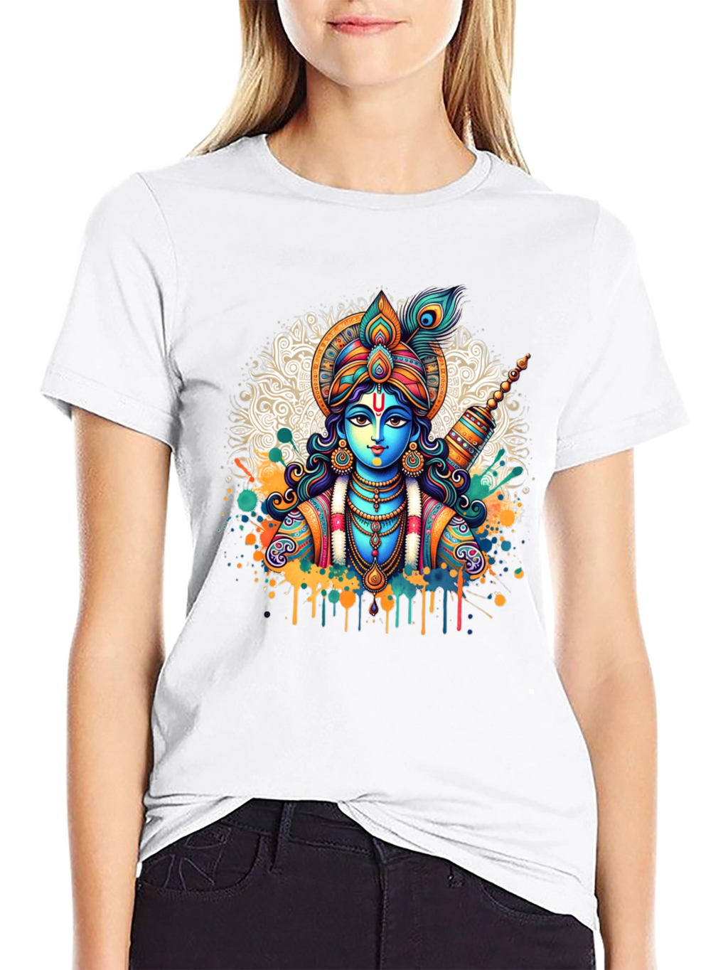Krishna Graphic Tee - Mens Black Cotton T-Shirt