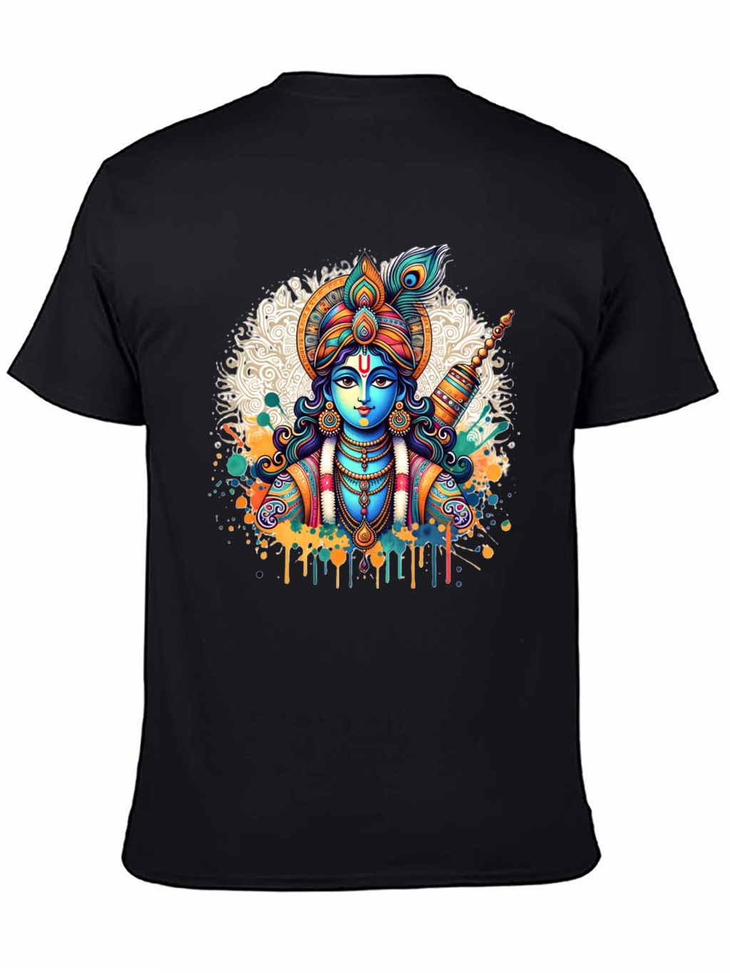 Krishna Graphic Tee - Mens Black Cotton T-Shirt