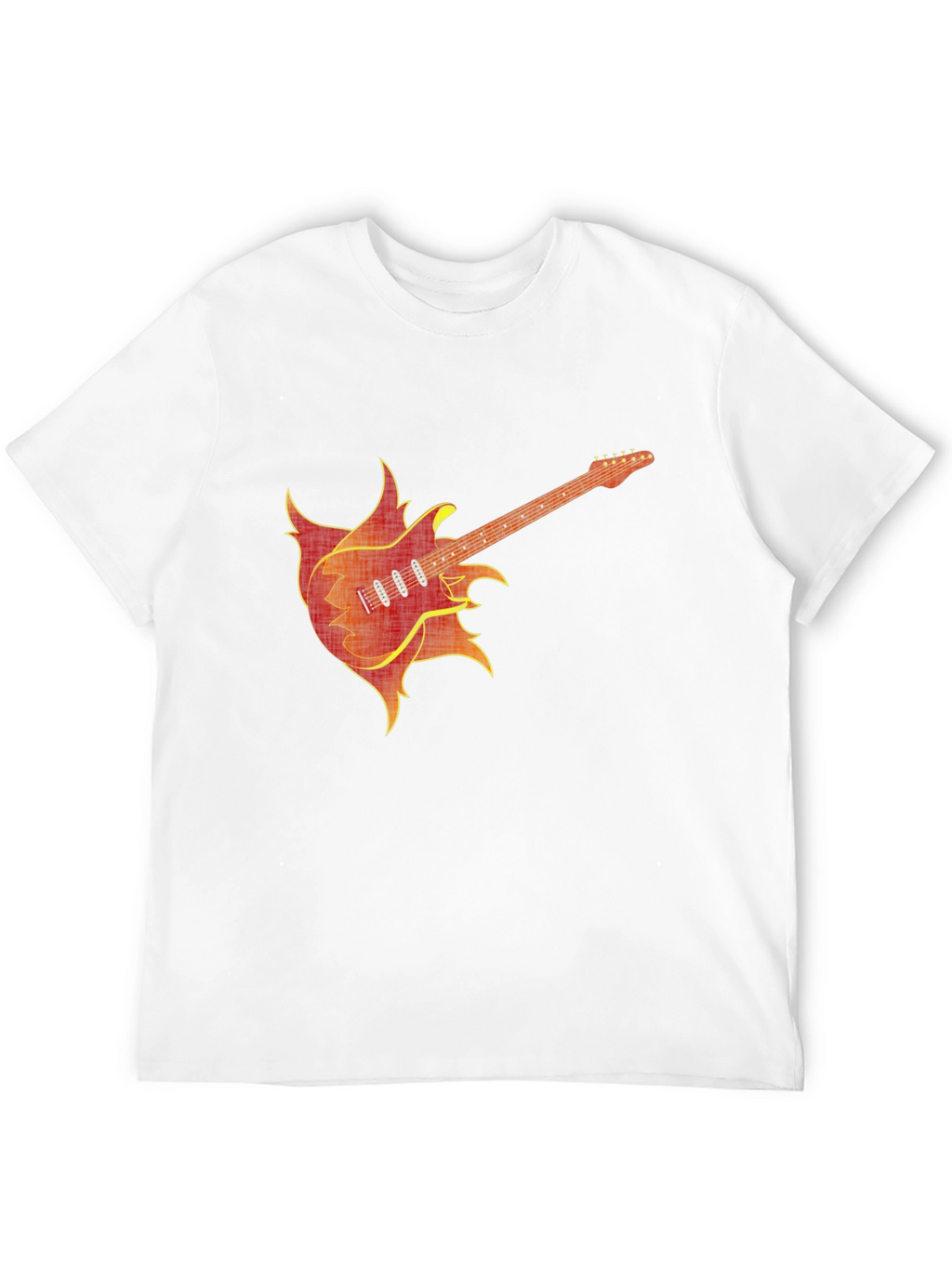 Fiery Guitar Graphic Tee - Black Cotton T-Shirt
