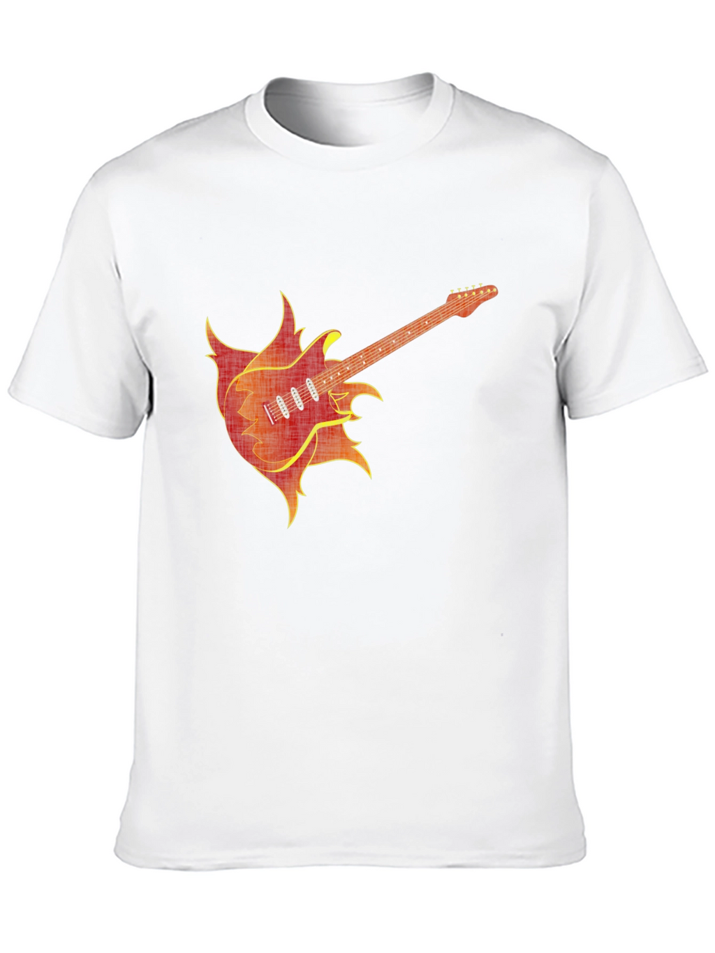 Fiery Guitar Graphic Tee - Black Cotton T-Shirt