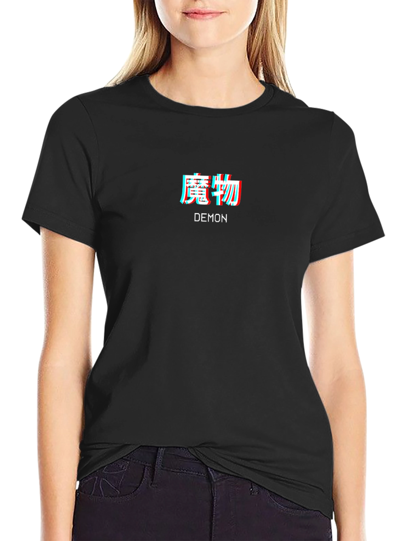 Demon Text Graphic T-Shirt - Black