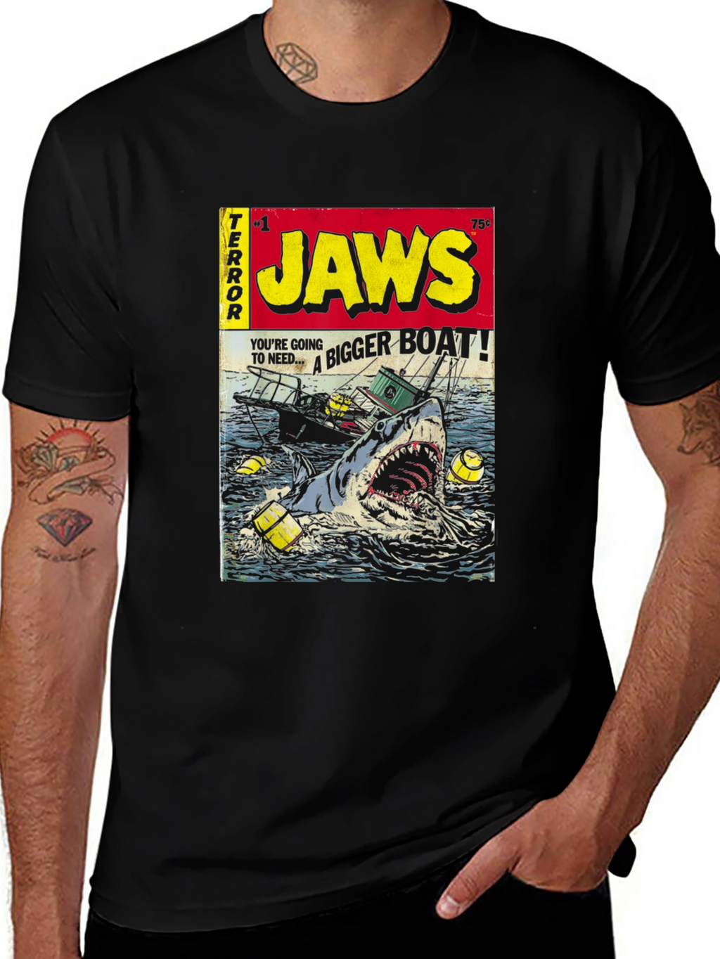 Jaws Comic Book Cover Graphic T-Shirt