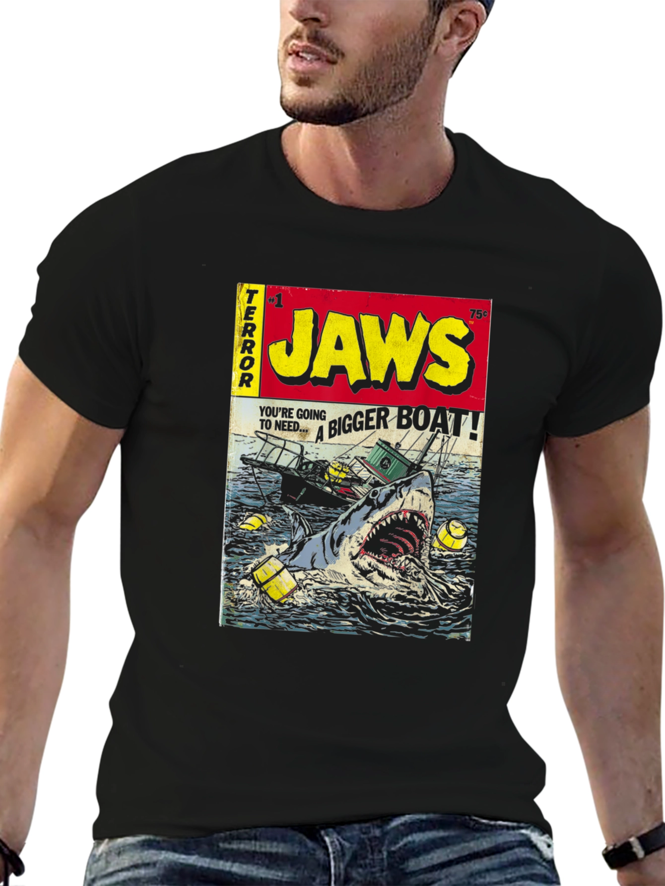 Jaws Comic Book Cover Graphic T-Shirt