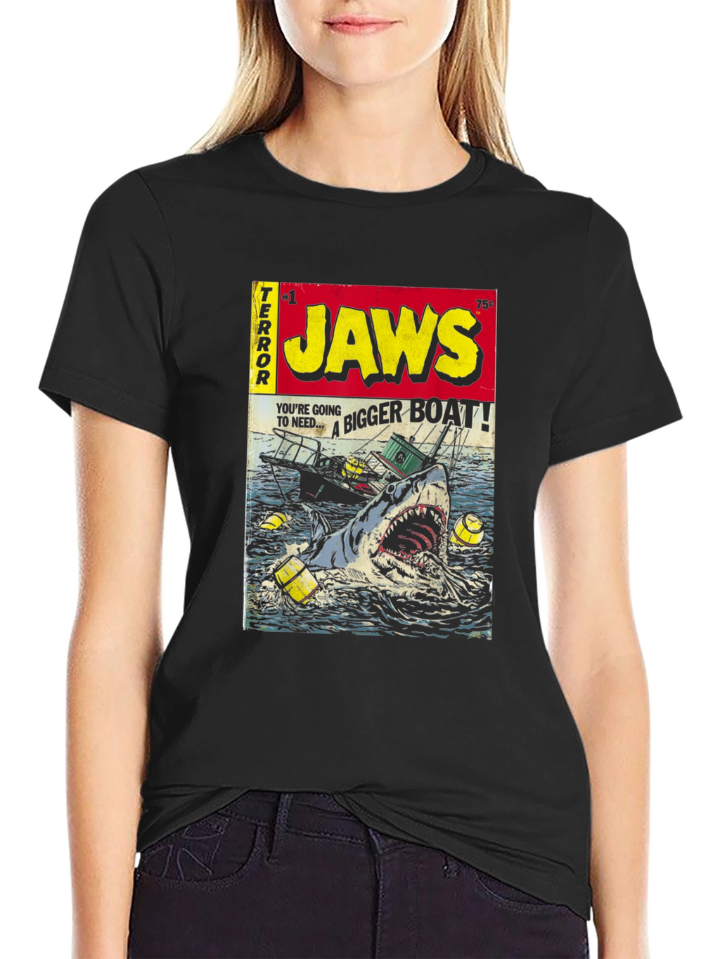 Jaws Comic Book Cover Graphic T-Shirt